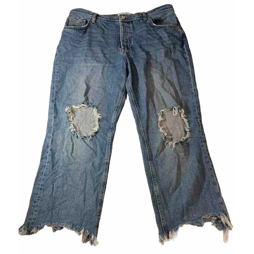 We the‎ Free Women's Distressed Jeans BOHO Y2K Streetwear Trendy Frayed SZ 32